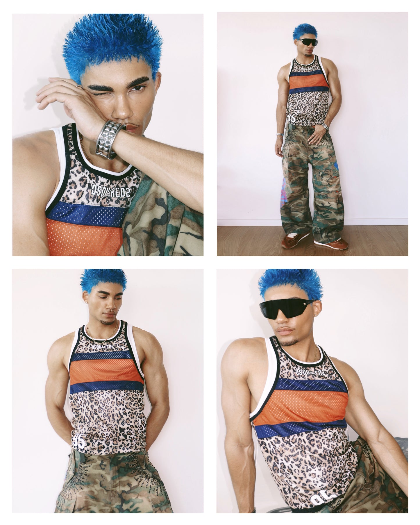 Blue spiky buzzcut